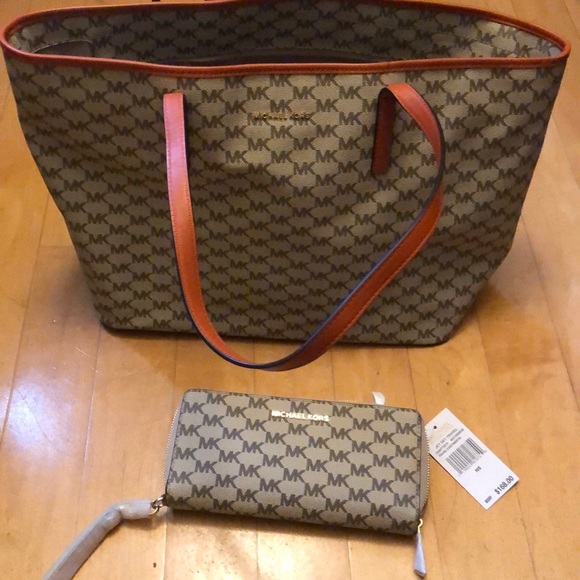 Unused Michael Kors Tote Bag+Jet Set Travel Wallet - Picture 1 of 7